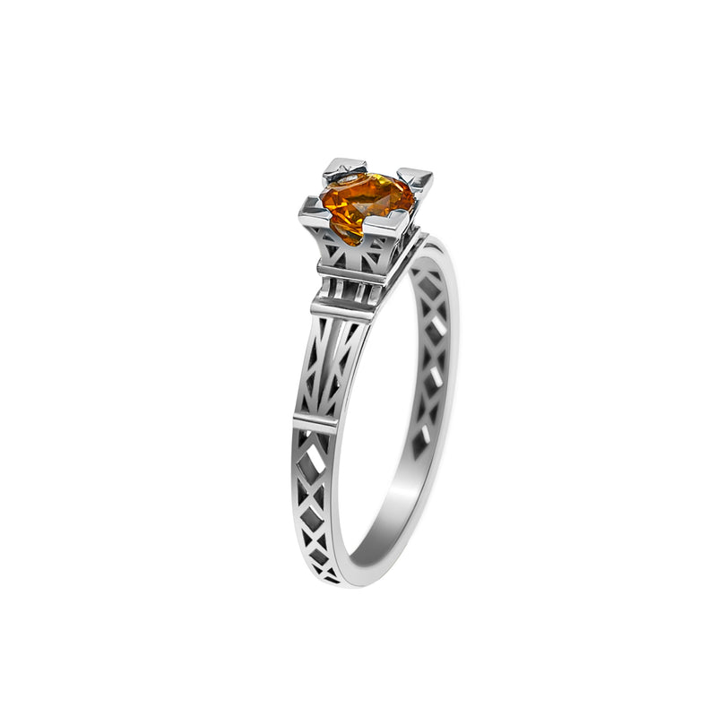 Ring French Kiss in gold and orange citrine 5 mm