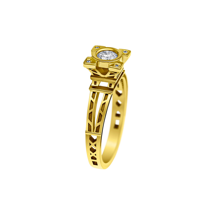 French Kiss Eiffel Tower gold diamond ring
