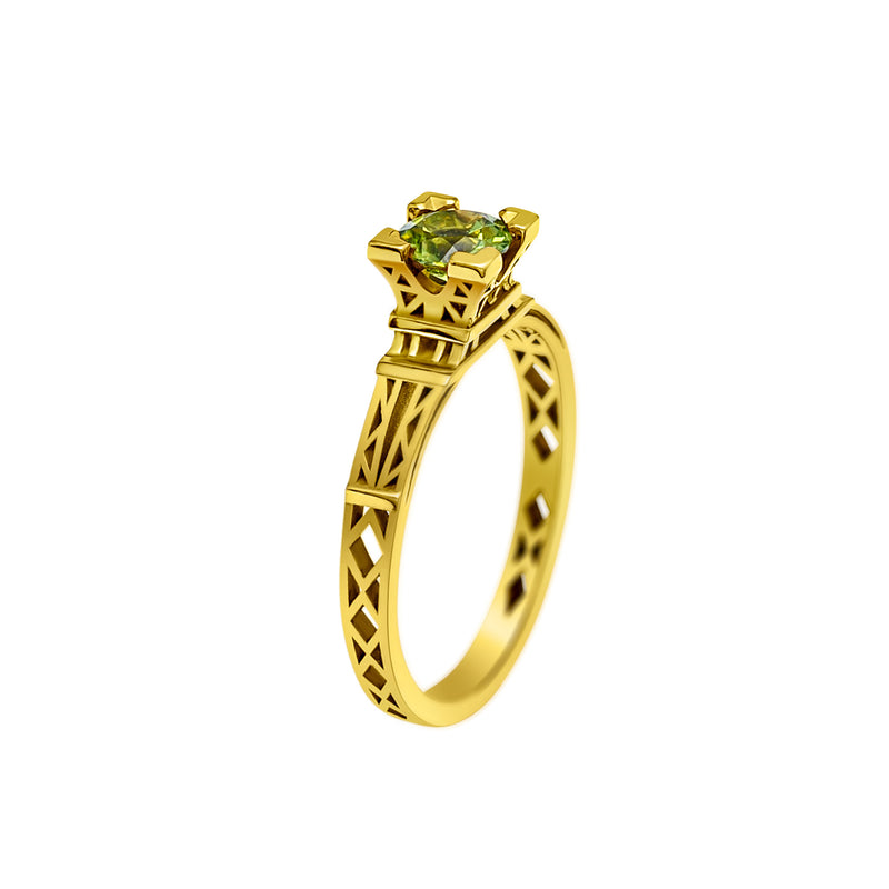 Ring French Kiss in gold and green Peridot 5 mm