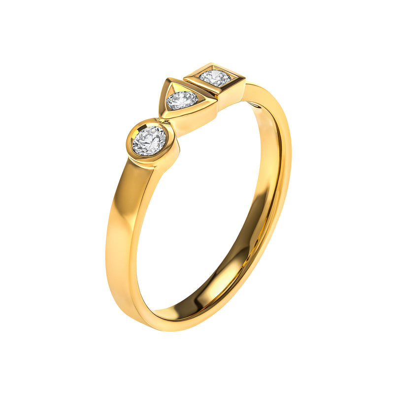 Trilogy Sens ring 0.15 carat Tournaire gold and diamonds