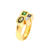 Marélie small green gold, diamond, sapphire and tsavorite ring