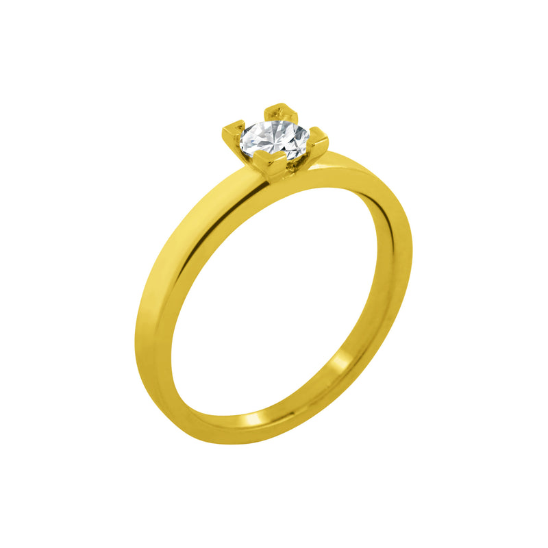 Solitaire ring Tournaire 4 claws diamond and gold