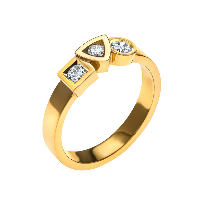 Ring Alchimie Trilogy 0.30 carat Tournaire gold and diamonds