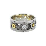 Engrenages Large gold ring with diamonds