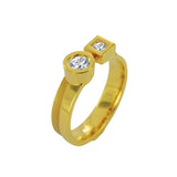 Solitaire Ring Accompanied by Diamonds and Gold
