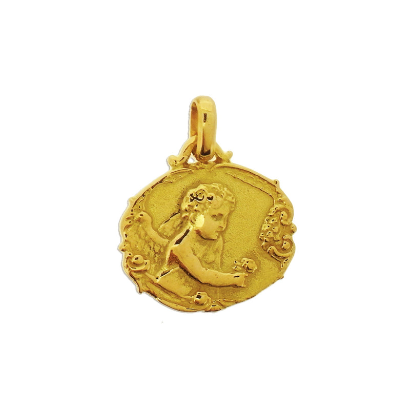 Religious medal Tournaire Angel with Pink gold frieze