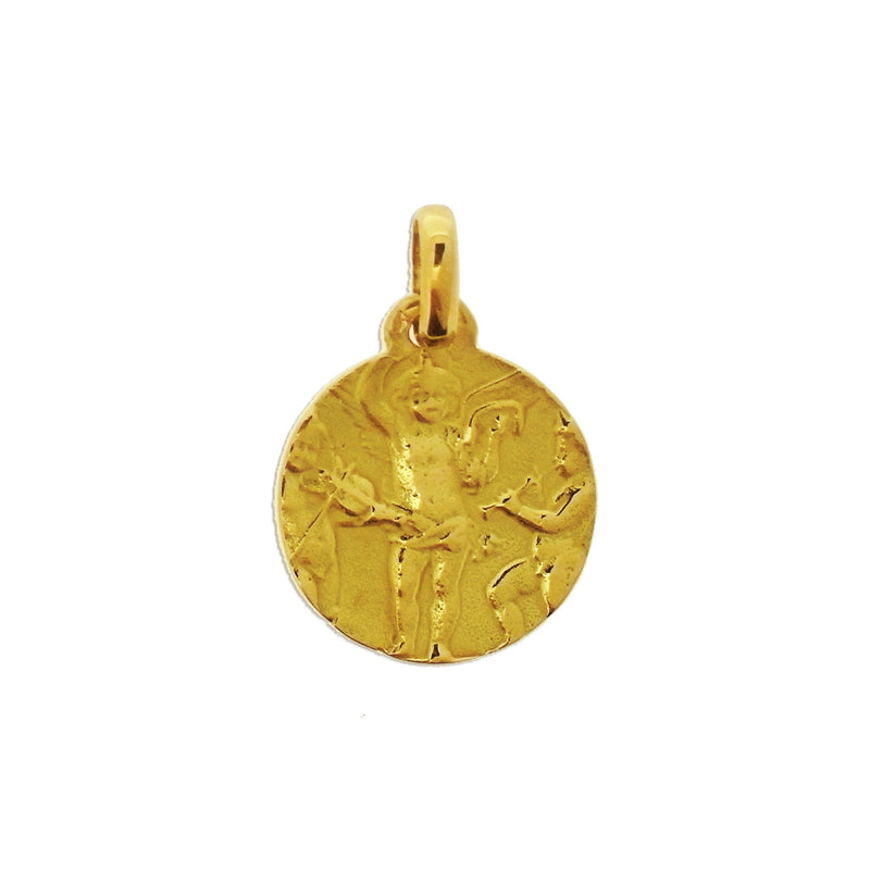 Religious medal Tournaire Angels musicians round gold