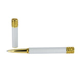 Alchimie" Rollerball pen in pearlescent white lacquer with yellow gold finish