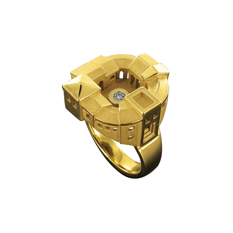 architecture Village fortified diamond ring in gold tournaire