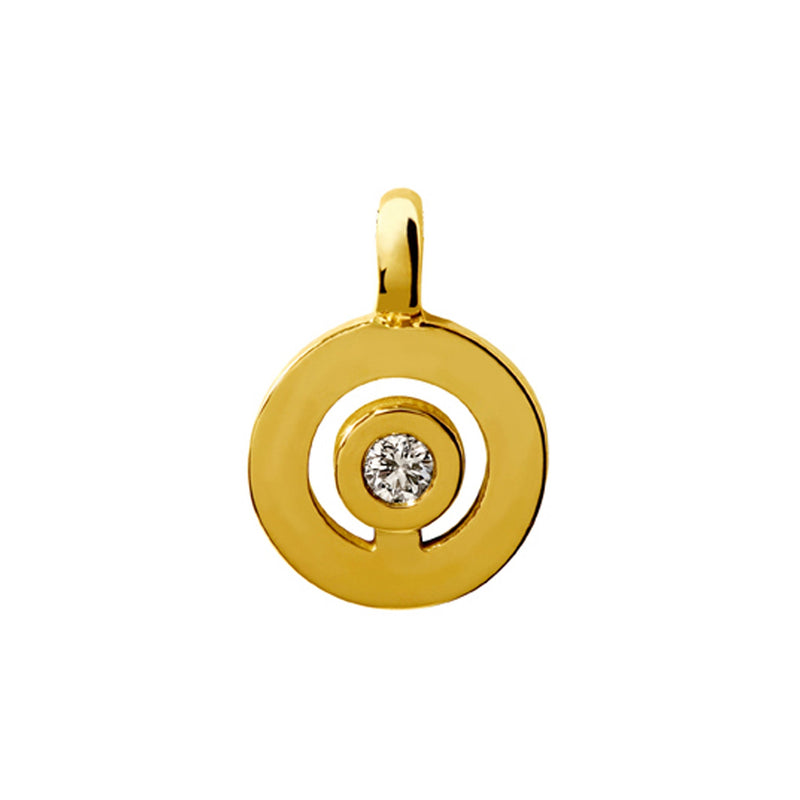 Pendant signe Labyrinthe large round diamond in gold Tournaire