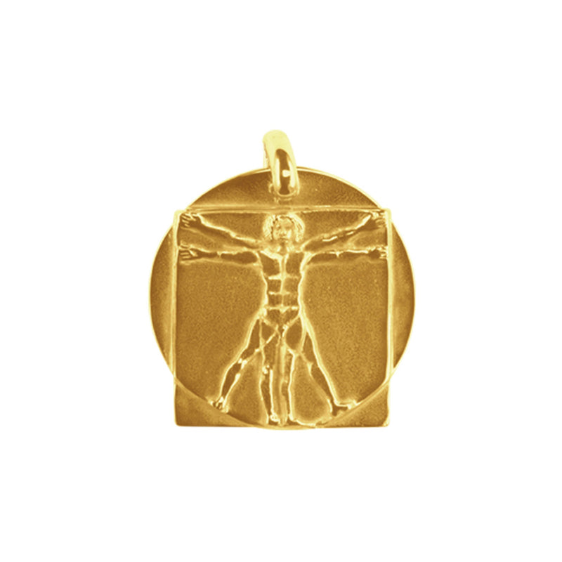 Vitruvian man pendant square and round in gold Tournaire