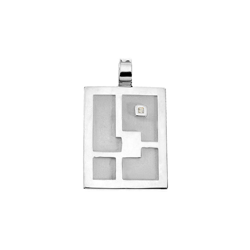 Château pendant for men in polished gold with diamond polish Tournaire