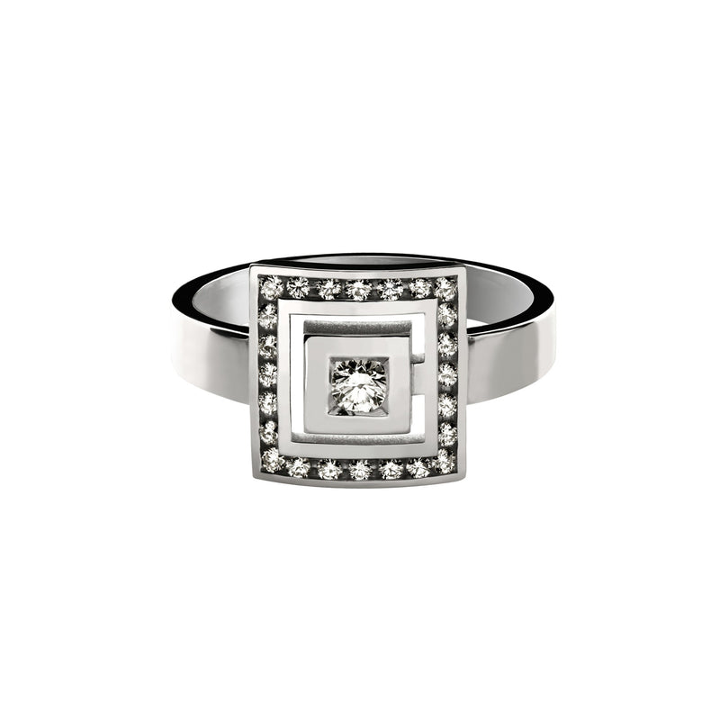 Signe Labyrinthe square ring with gold diamond track
