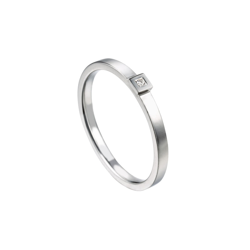 Solitaire Alchimie square  diamond ring in gold
