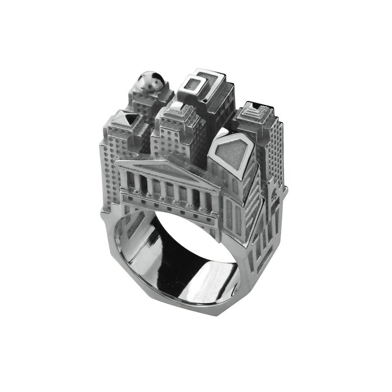 Ring architecture New York Large Tournaire silver