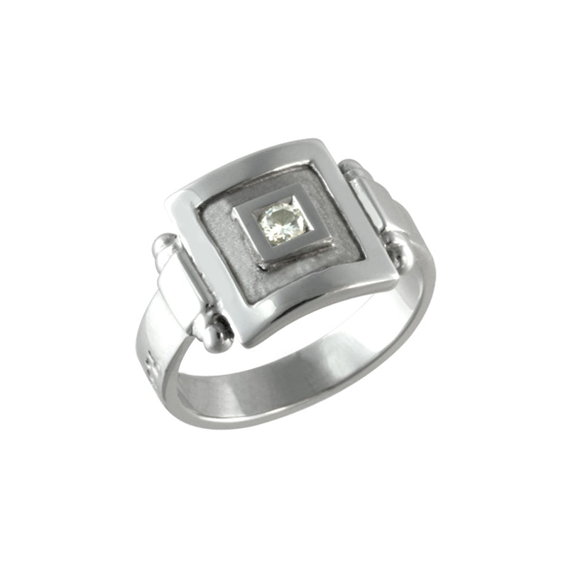 Ring Astrée square  small with a gold diamond