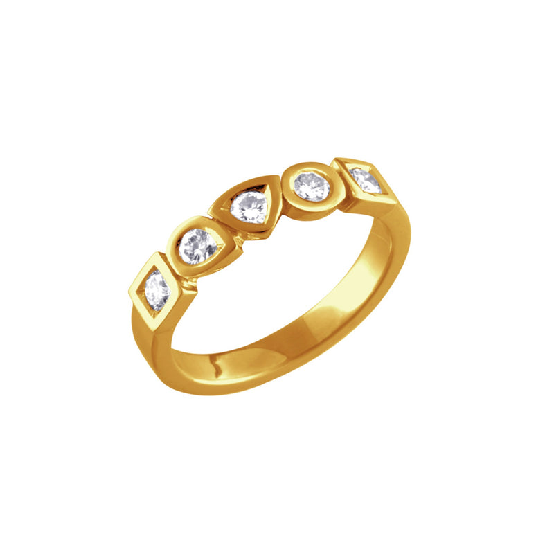 wedding ring Alchimie medium with 5 gold diamonds