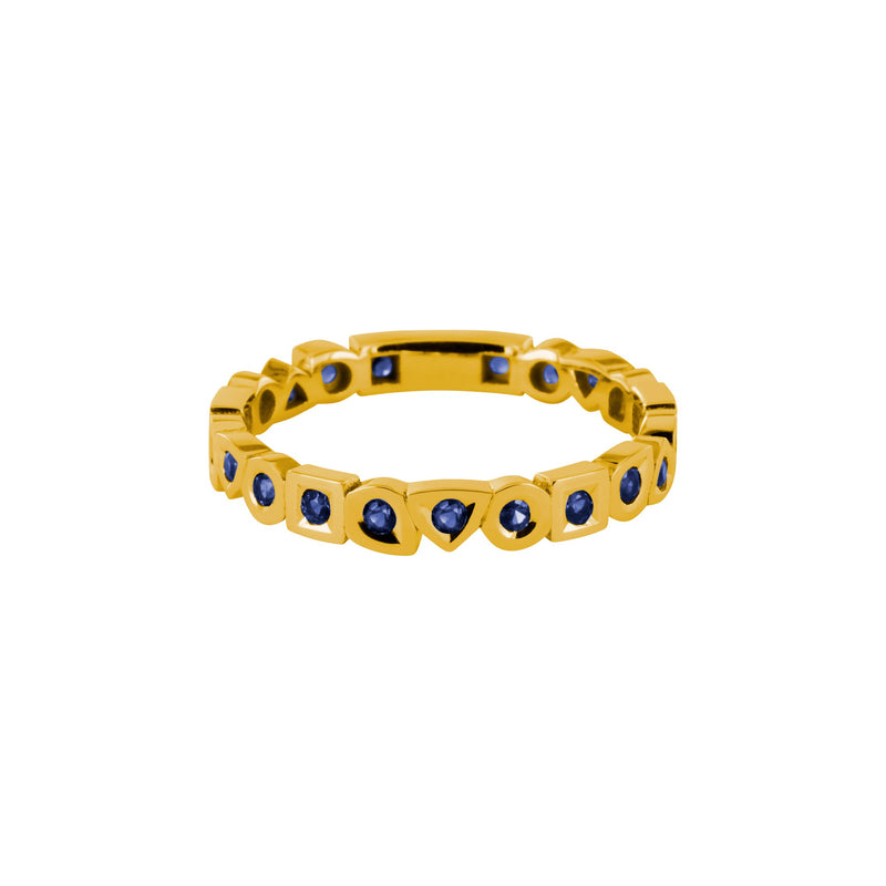 Ring wedding ring alchimie  in blue sapphire gold with 21 sapphires
