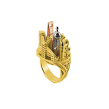 Architecture Shanghai ring in gold Tournaire