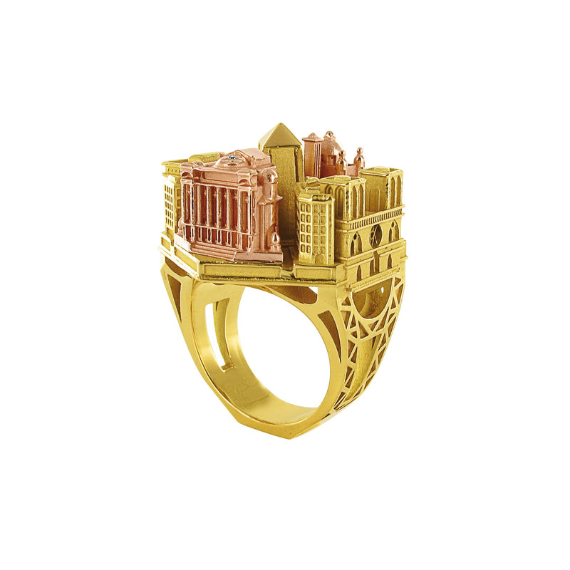 Architecture Paris ring in gold Tournaire