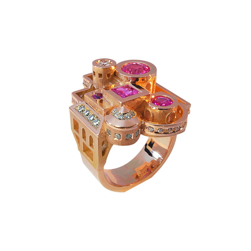 Ring Architecture Archipolis Pink in gold Tournaire