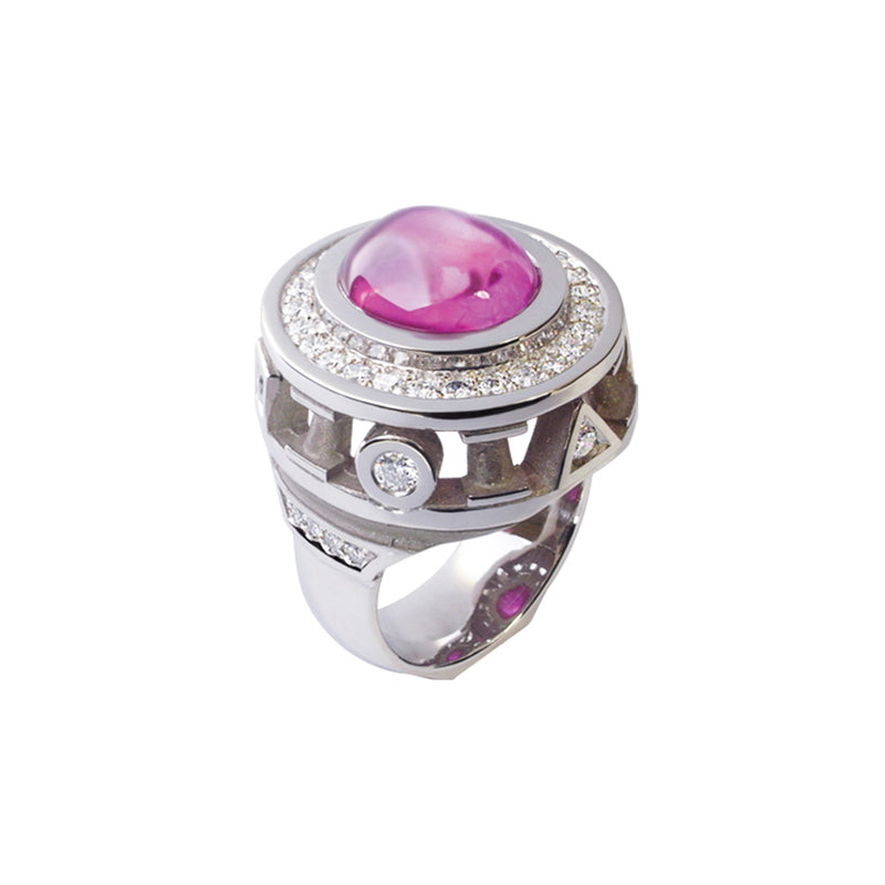 Ring Love temple rose in gold Tournaire