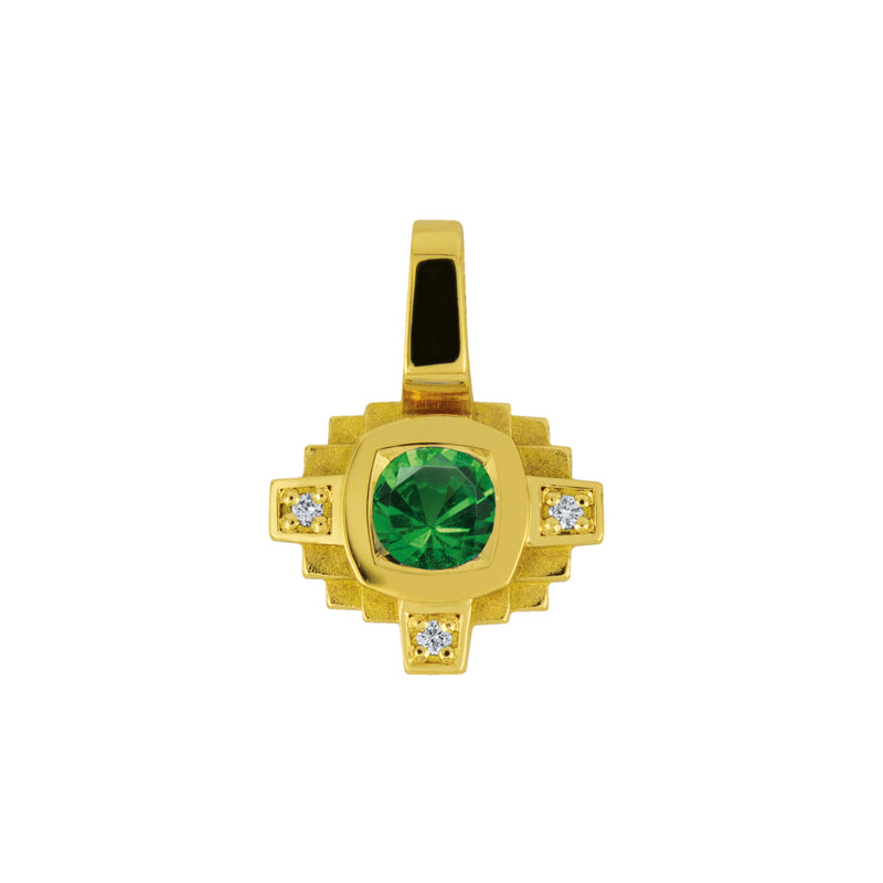 Esther Tsavorite green 3 mm and diamonds pendant
