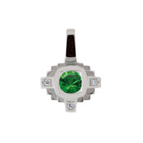 Esther Tsavorite green 4 mm and diamonds pendant