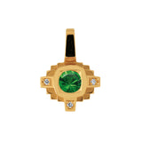 Esther Tsavorite green 4 mm and diamonds pendant
