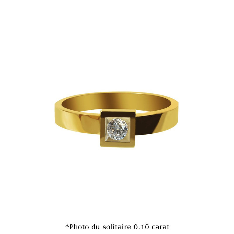 Complice Solitaire Ring square in diamond and gold