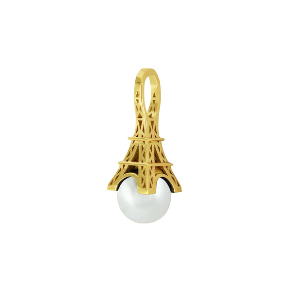 French Kiss gold and cultured pearl pendant